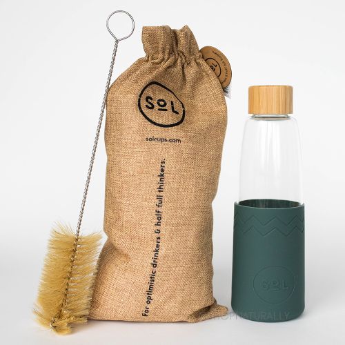 Sol Glass Water Bottle Deep Sea Green 850ml