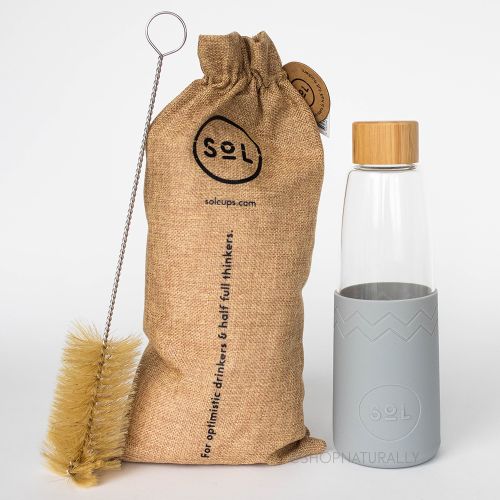 Sol Glass Water Bottle Cool Grey 850ml