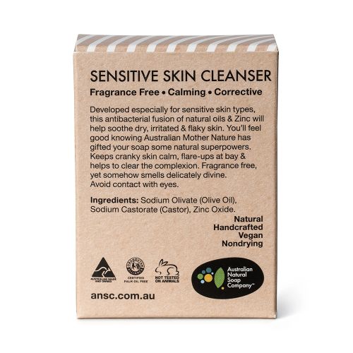 Buy The Australian Natural Soap Co Sensitive Skin Cleanser with Zinc 100g online