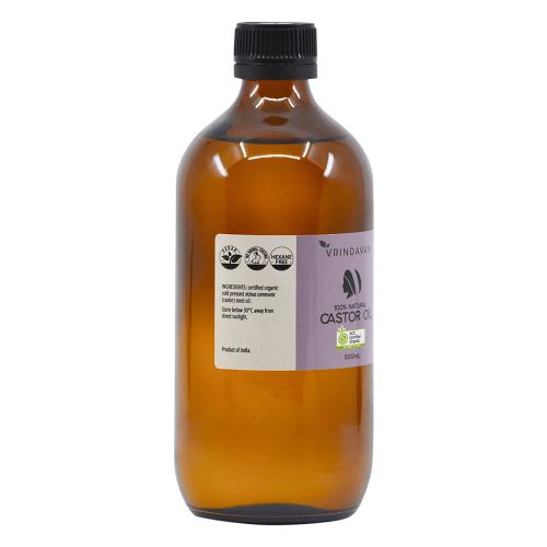 Vrindavan Castor Oil 100% Natural 500ml in glass bottle