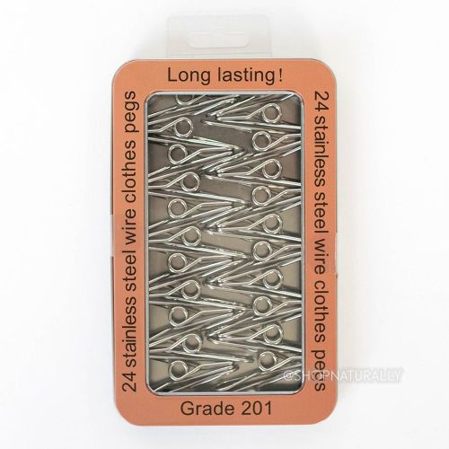 Wire Pegs 201 Grade Stainless Steel Clothes Pegs 24 Pack