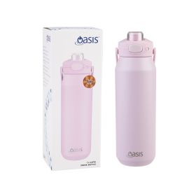 OASIS CERAMIC LINED STAINLESS STEEL TRIPLE WALL INSULATED 'CAPRI' DRINK BOTTLE W/ QUICK RELEASE LID 1L PINK LEMONADE