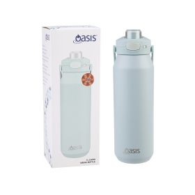 OASIS CERAMIC LINED STAINLESS STEEL TRIPLE WALL INSULATED 'CAPRI' DRINK BOTTLE W/ QUICK RELEASE LID 1L SEA MIST