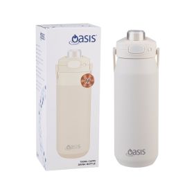 OASIS CERAMIC LINED STAINLESS STEEL TRIPLE WALL INSULATED 'CAPRI' DRINK BOTTLE W/ QUICK RELEASE LID 750ML ALABASTER