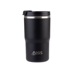OASIS CERAMIC LINED STAINLESS STEEL DOUBLE WALL INSULATED TRAVEL MUG 480ML BLACK