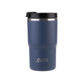 OASIS CERAMIC LINED STAINLESS STEEL DOUBLE WALL INSULATED TRAVEL MUG 480ML INDIGO