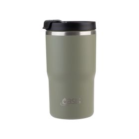 OASIS CERAMIC LINED STAINLESS STEEL DOUBLE WALL INSULATED TRAVEL MUG 480ML OLIVE GREEN