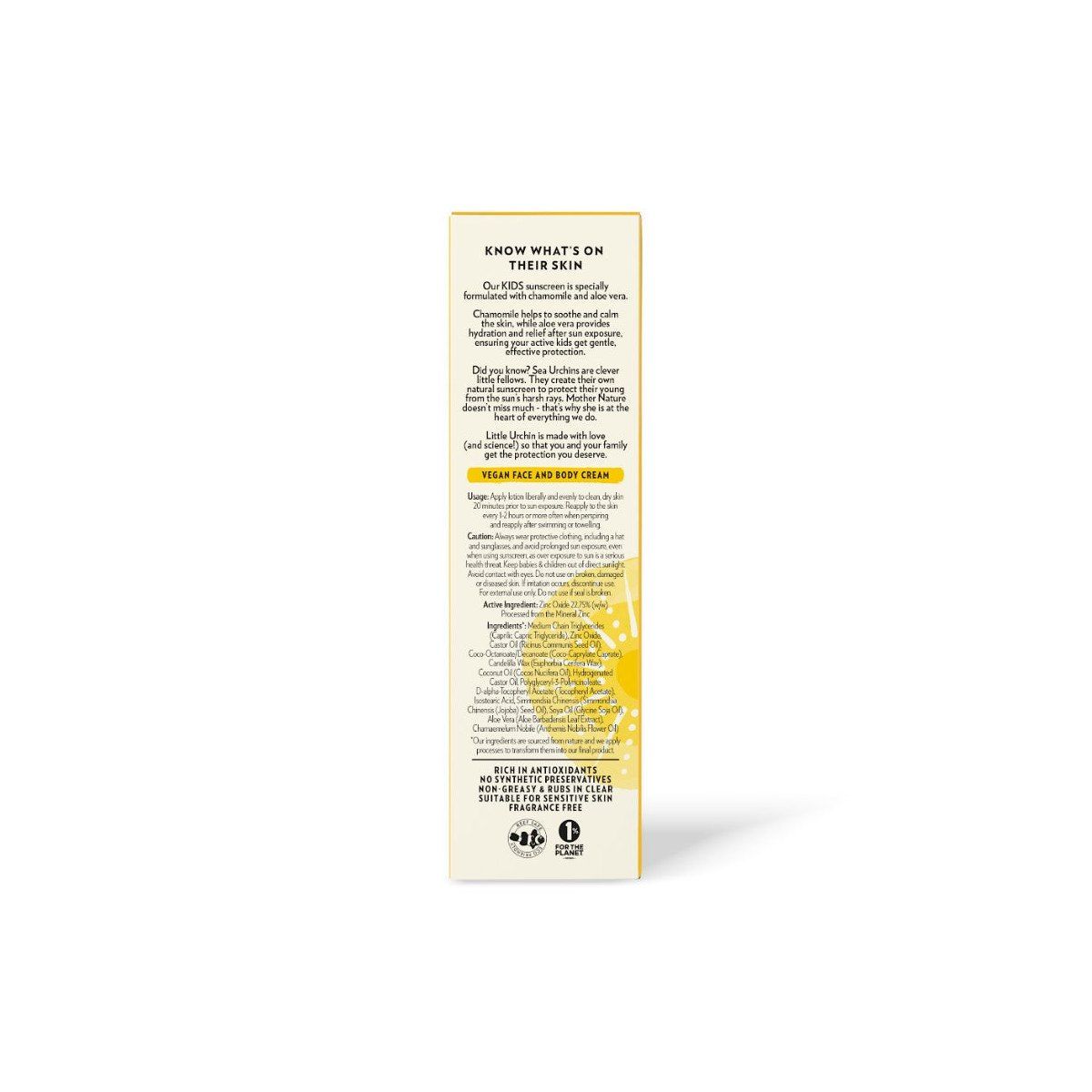 Little Urchin KIDS Natural Clear Zinc Sunscreen SPF 50 100g