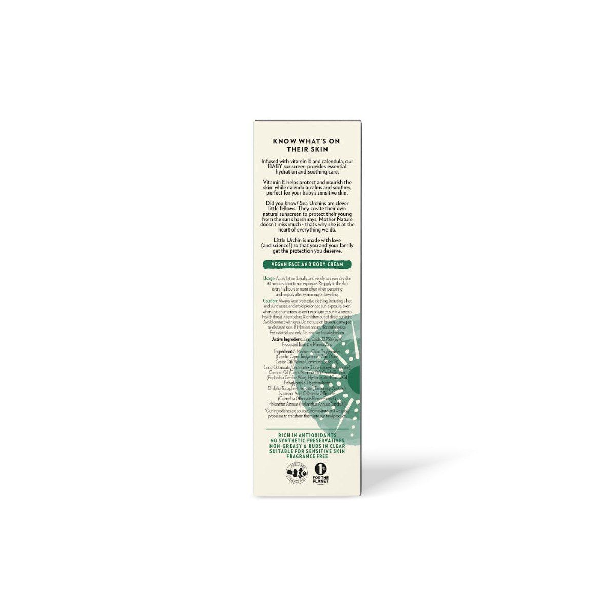 Little Urchin BABY Natural Clear Zinc Sunscreen SPF 50 100g
