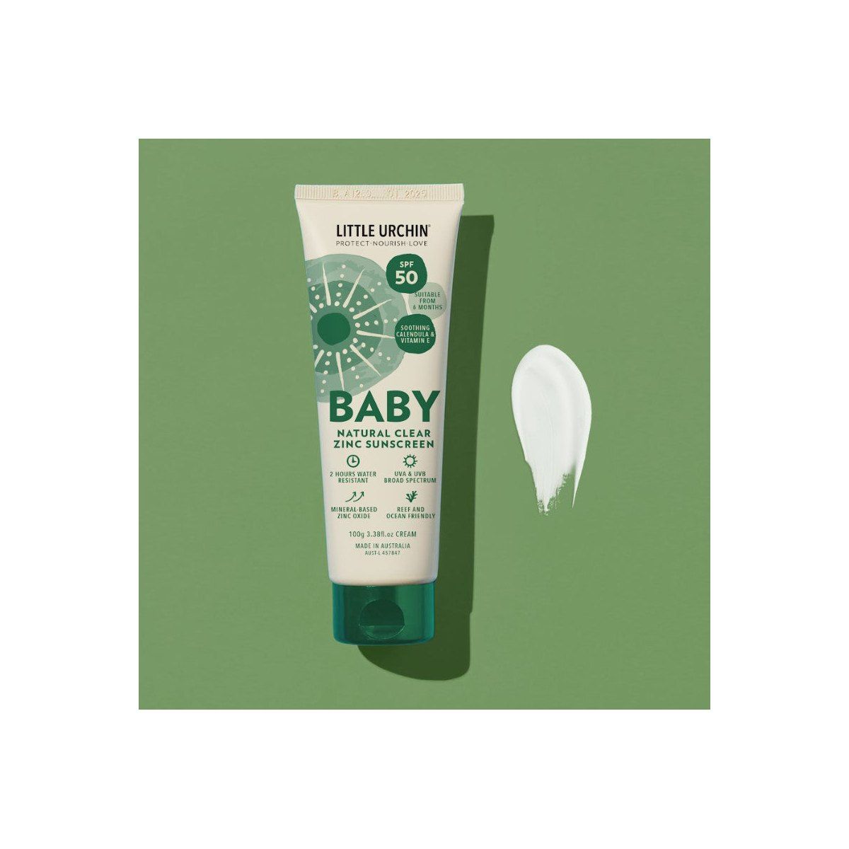 Little Urchin BABY Natural Clear Zinc Sunscreen SPF 50 100g
