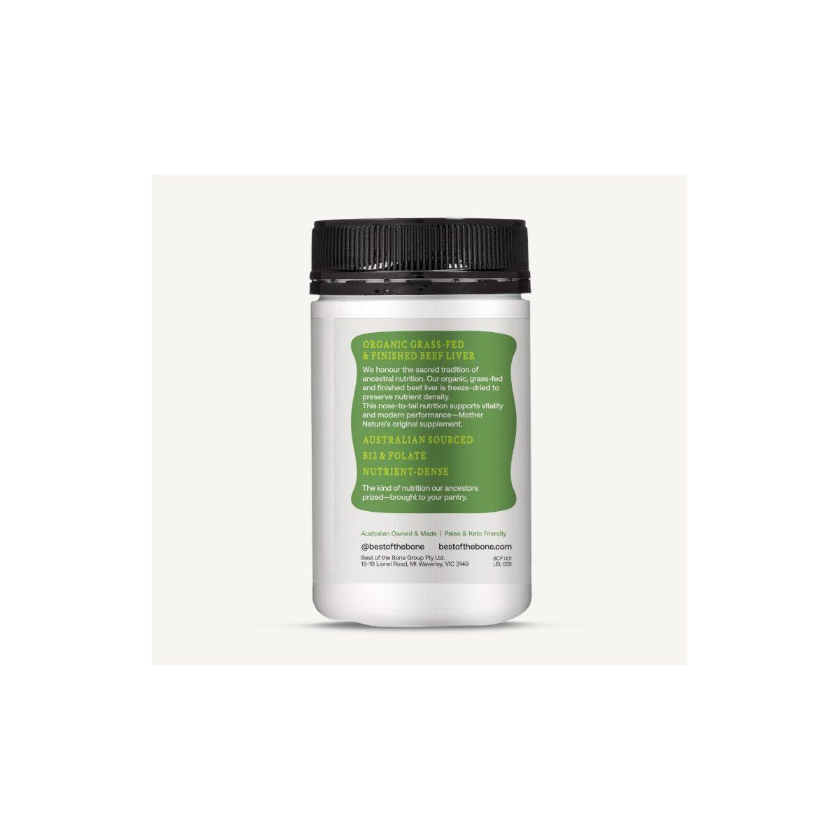 Best of the Bone Certified Organic Grass Fed Beef Liver 180 Capsules