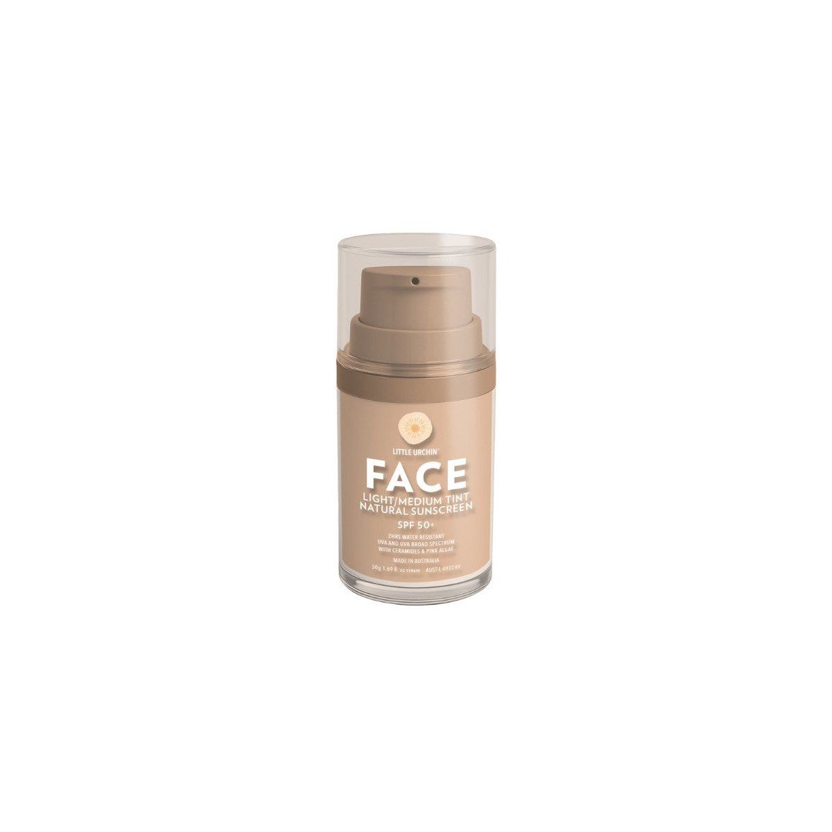 Little Urchin FACE Light/Medium Tint Natural Sunscreen SPF 50+ 50g