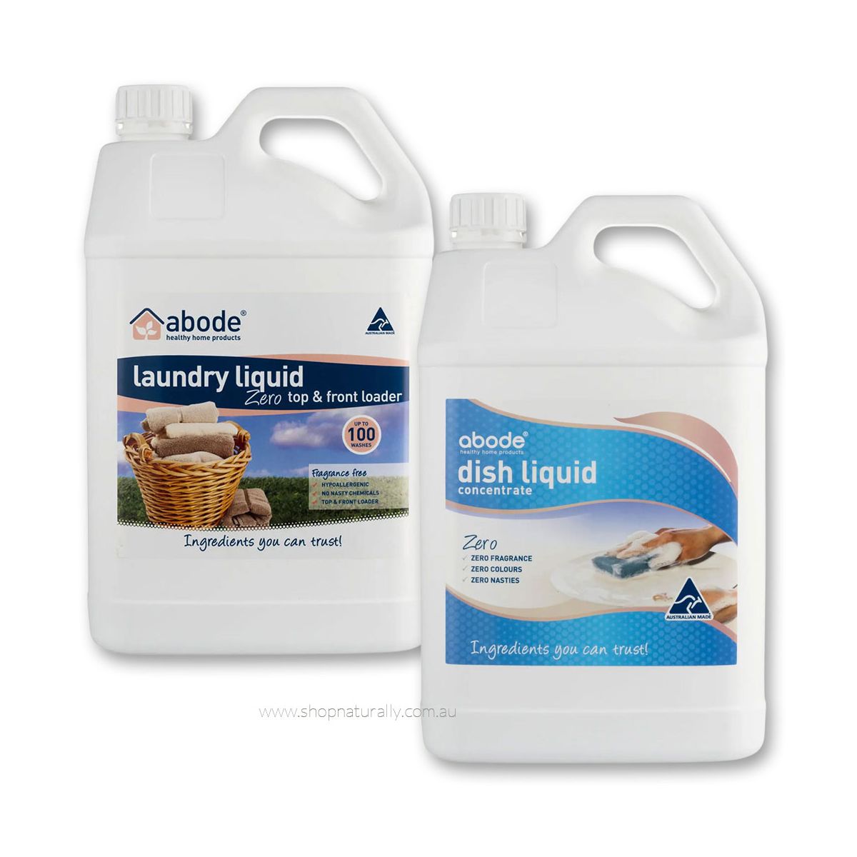 Abode Natural Laundry & Dishwashing Liquid Duo 2 x 4L Zero