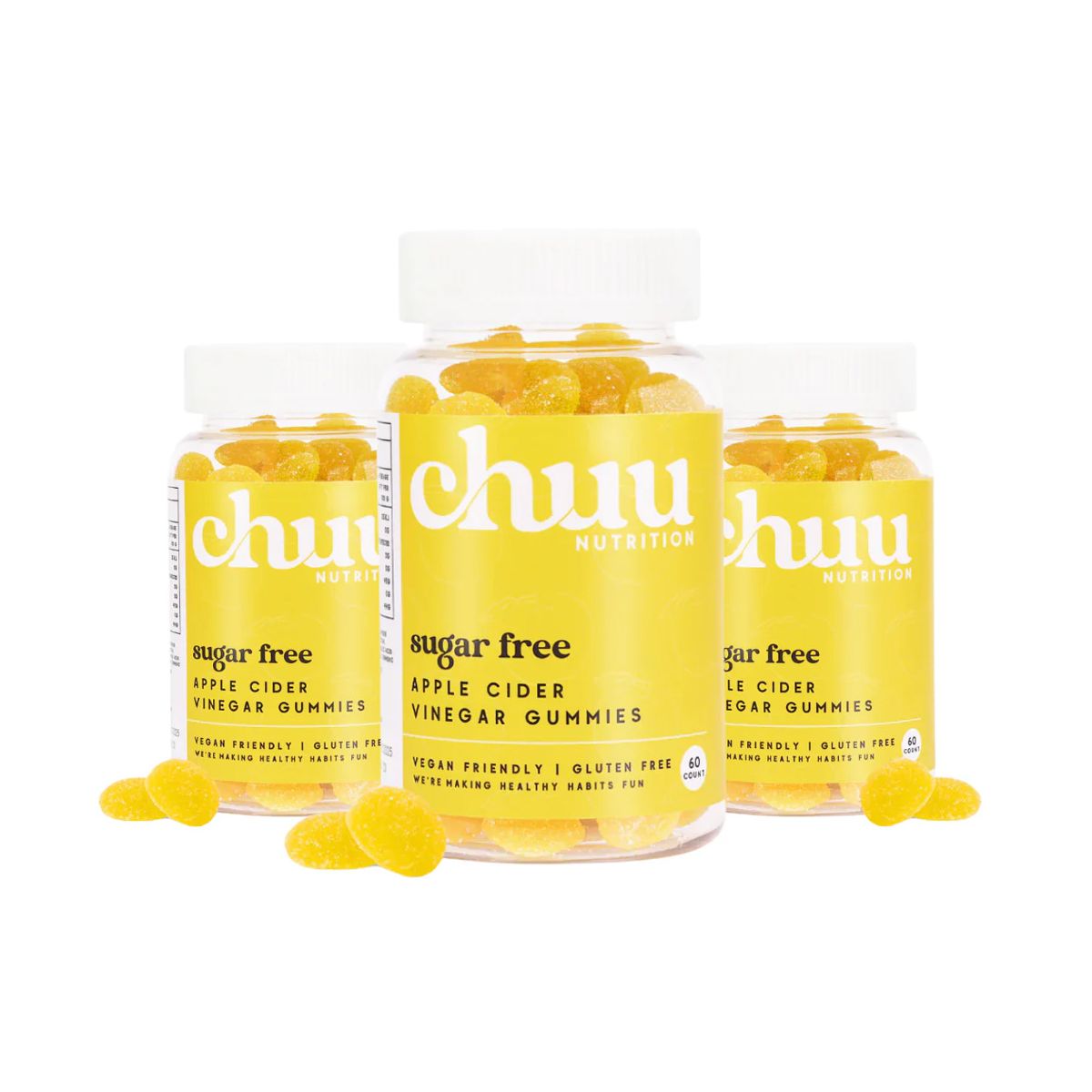 Chuu Nutrition Apple Cider Vinegar Gummies Sugar Free 60 pcs 3 pack