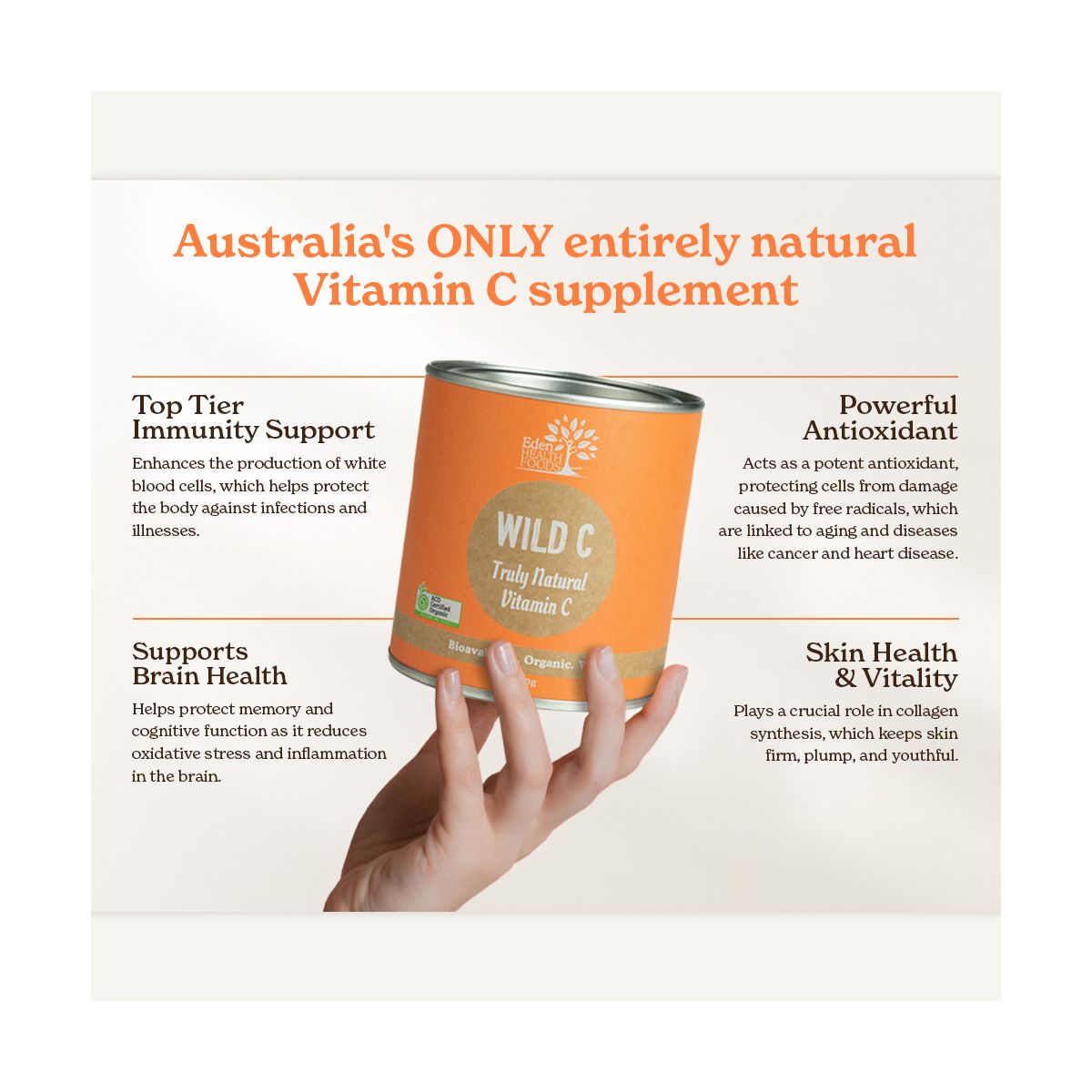 Eden Health Foods Wild C Truly Natural Vitamin C Powder 150g 3 Pack