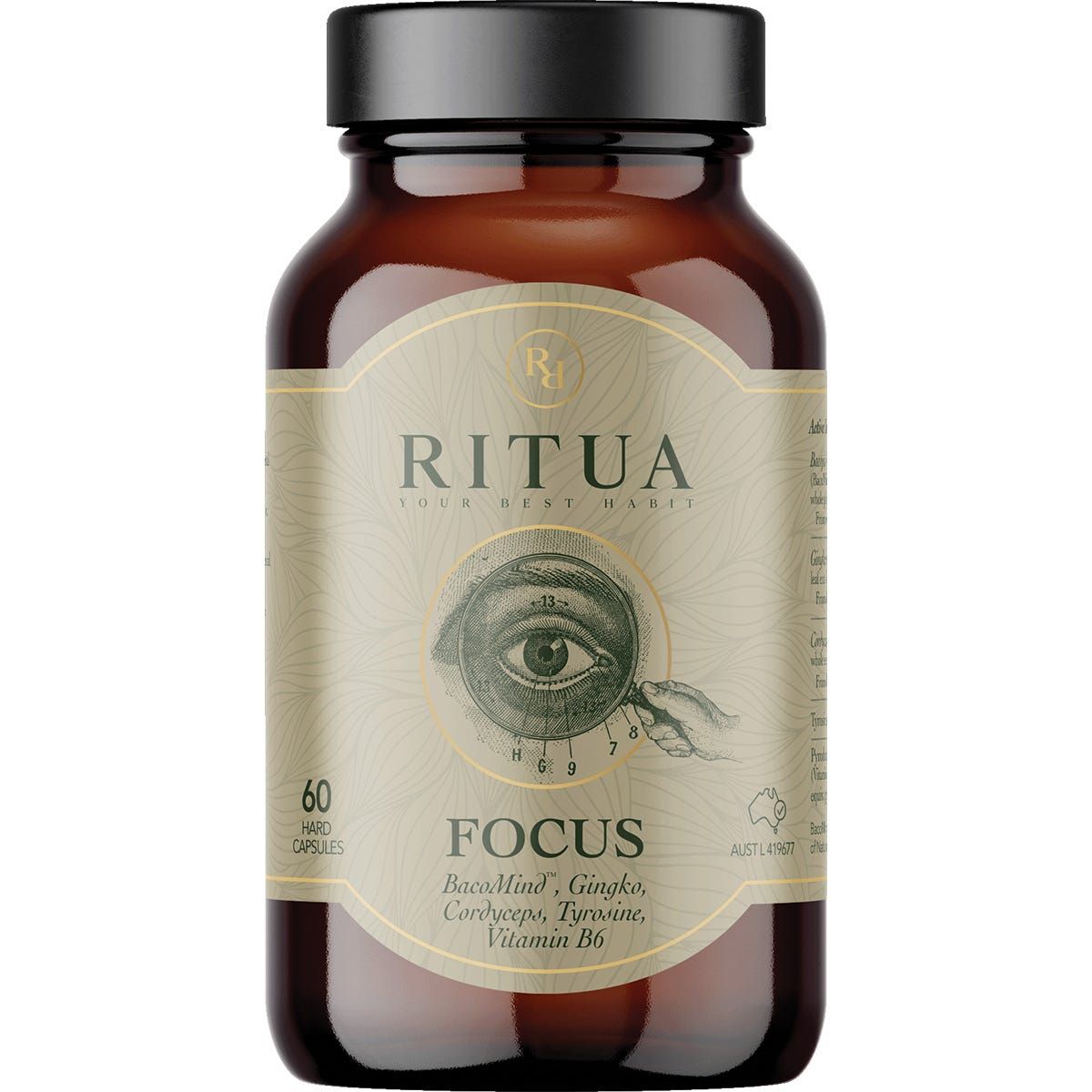 Ritua FOCUS BacoMind Ginko Cordyceps Tyrosine B6 60 caps