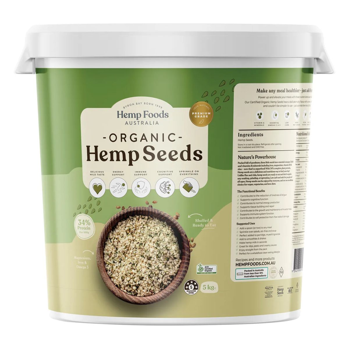 Hemp Foods Australia Organic Hemp Seeds Hulled 5kg