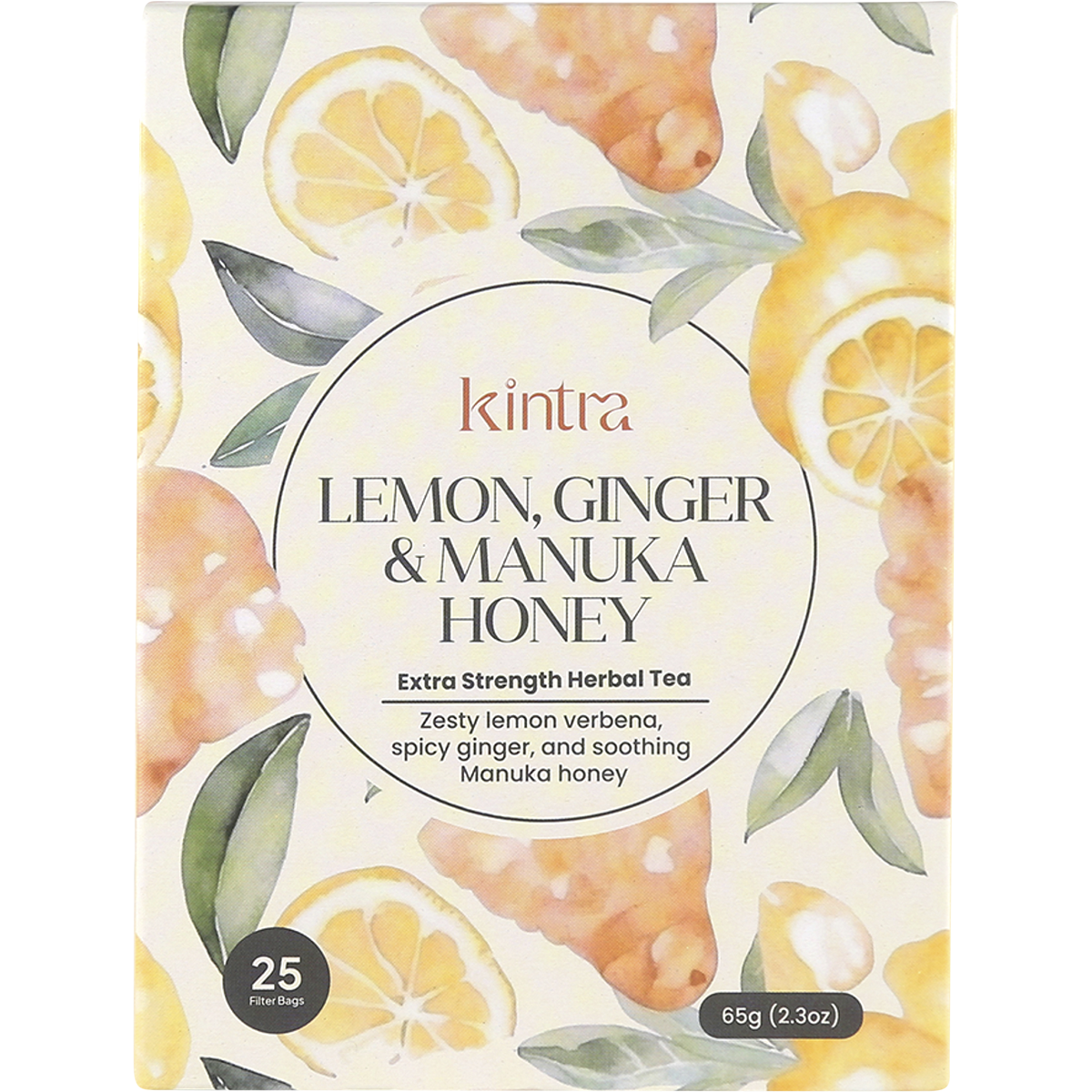 Kintra Blends Herbal Tea Bags Lemon & Ginger with Manuka Honey 25 pack