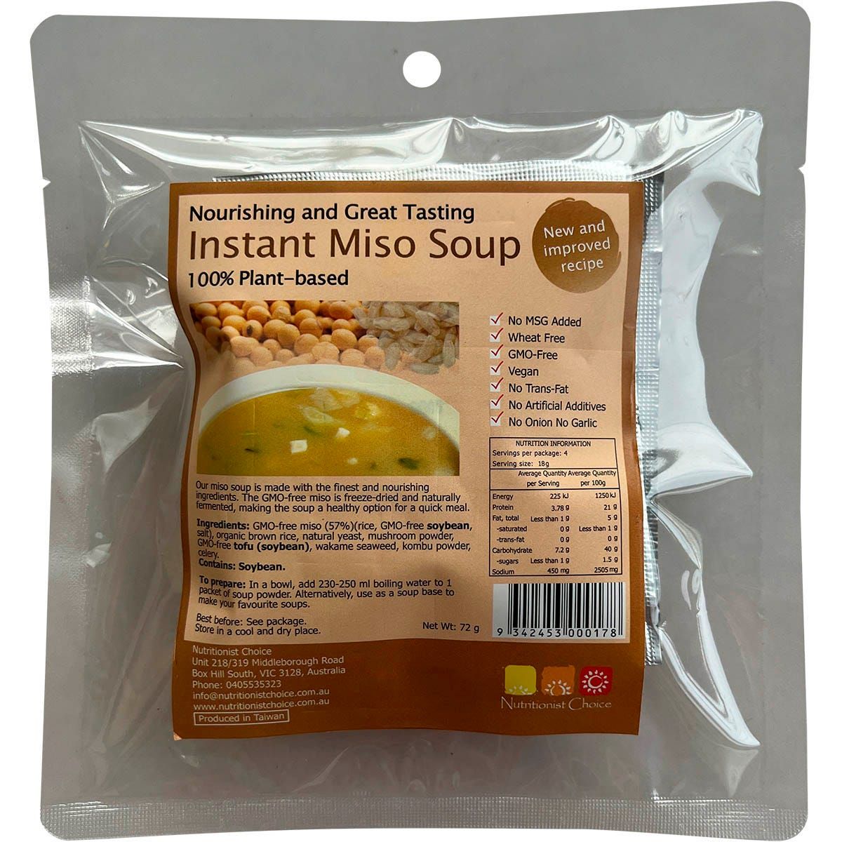 Nutritionist Choice Instant Miso Soup 4 x 18g