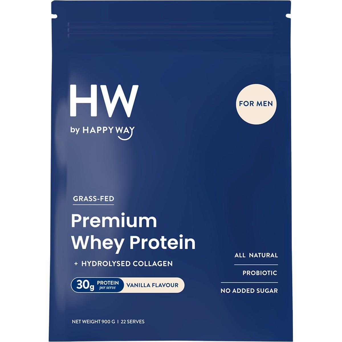Happy Way Men's Premium Whey Protein Powder Vanilla 900g