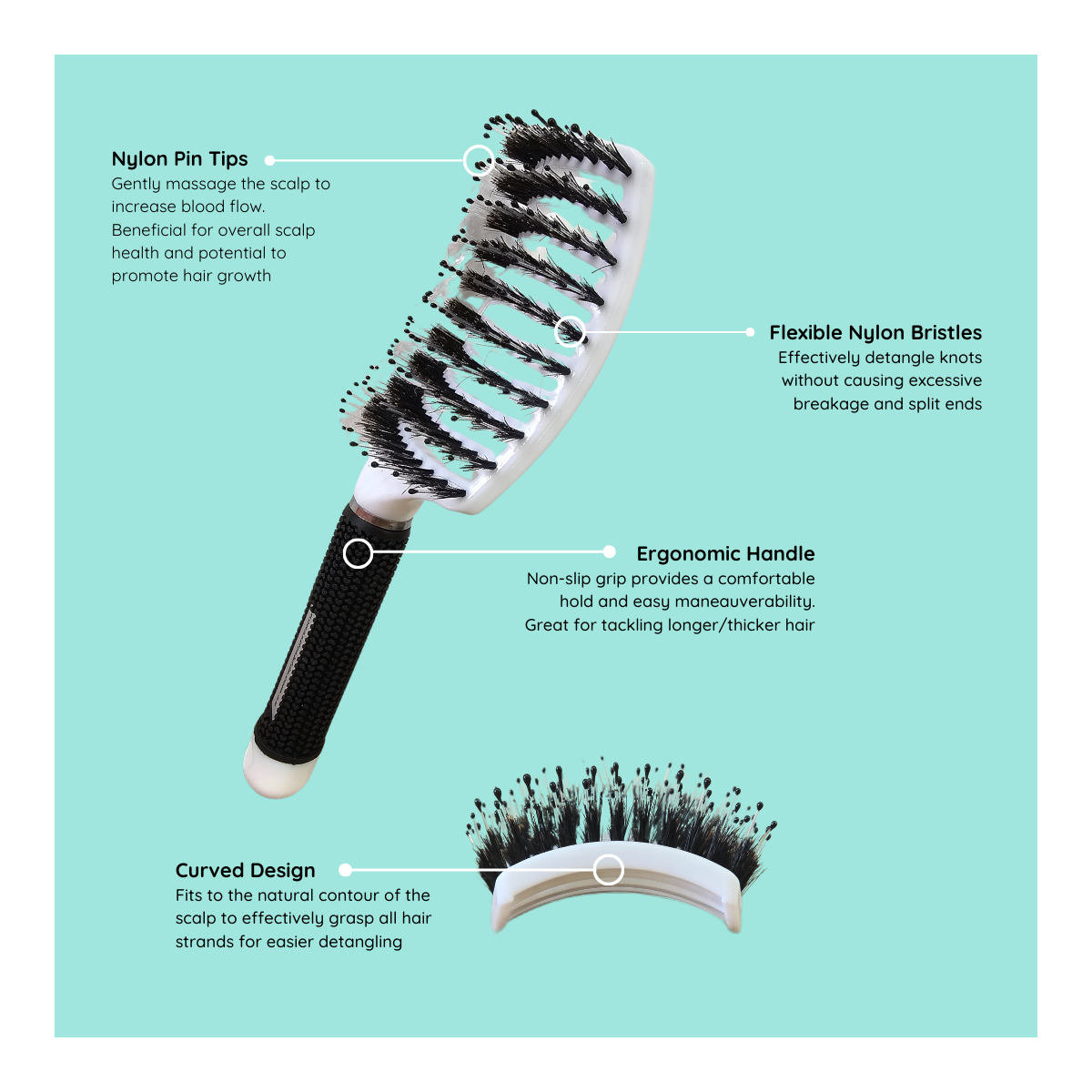 No Nasties Hair Detangler Brush in Pink