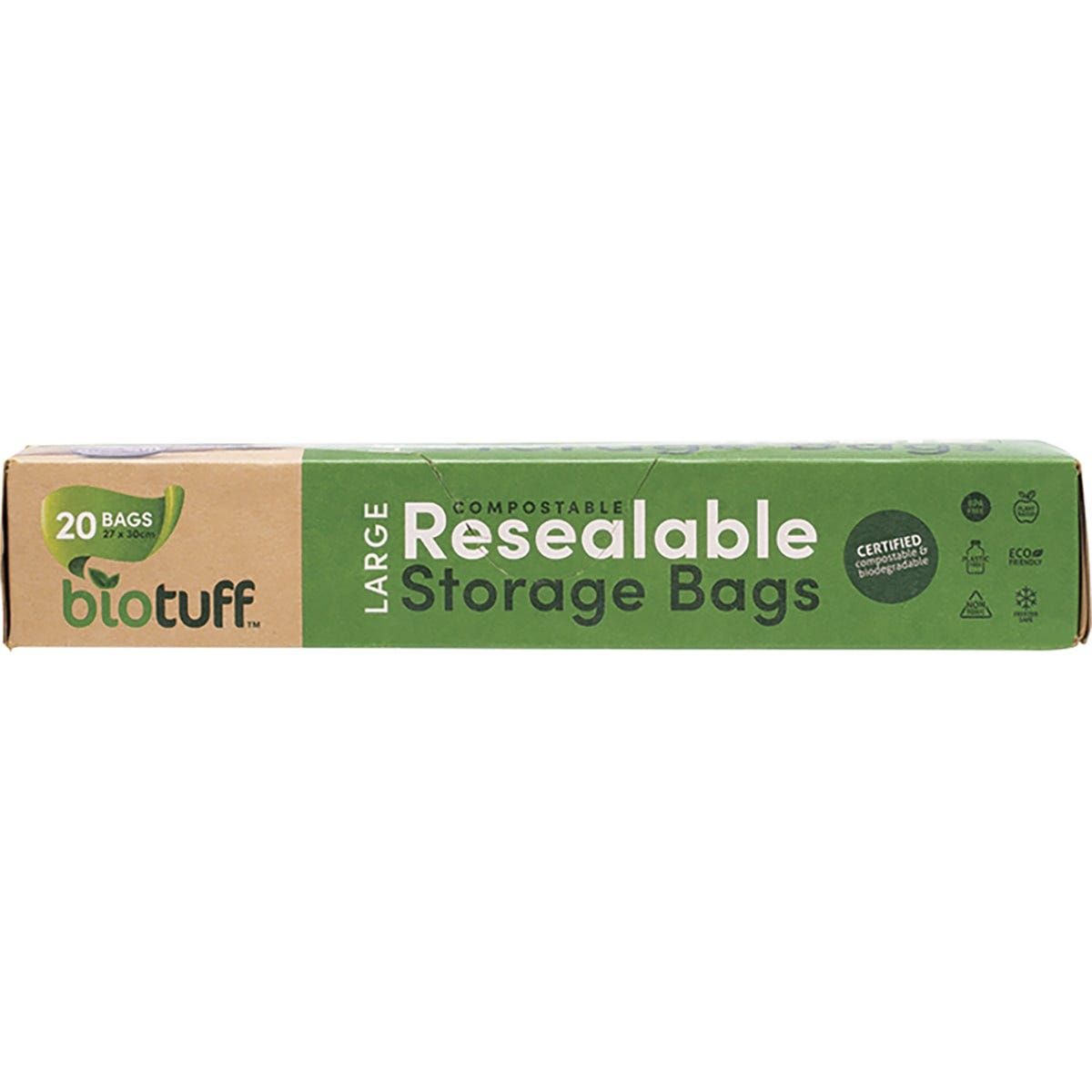 Biotuff Resealable Large Storage Bags 27x30cm 20 pack