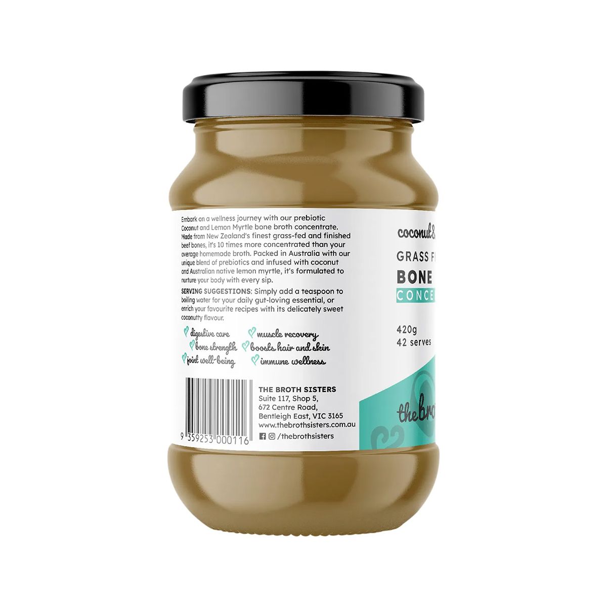The Broth Sisters Beef Bone Broth Concentrate Coconut & Lemon Myrtle 420g