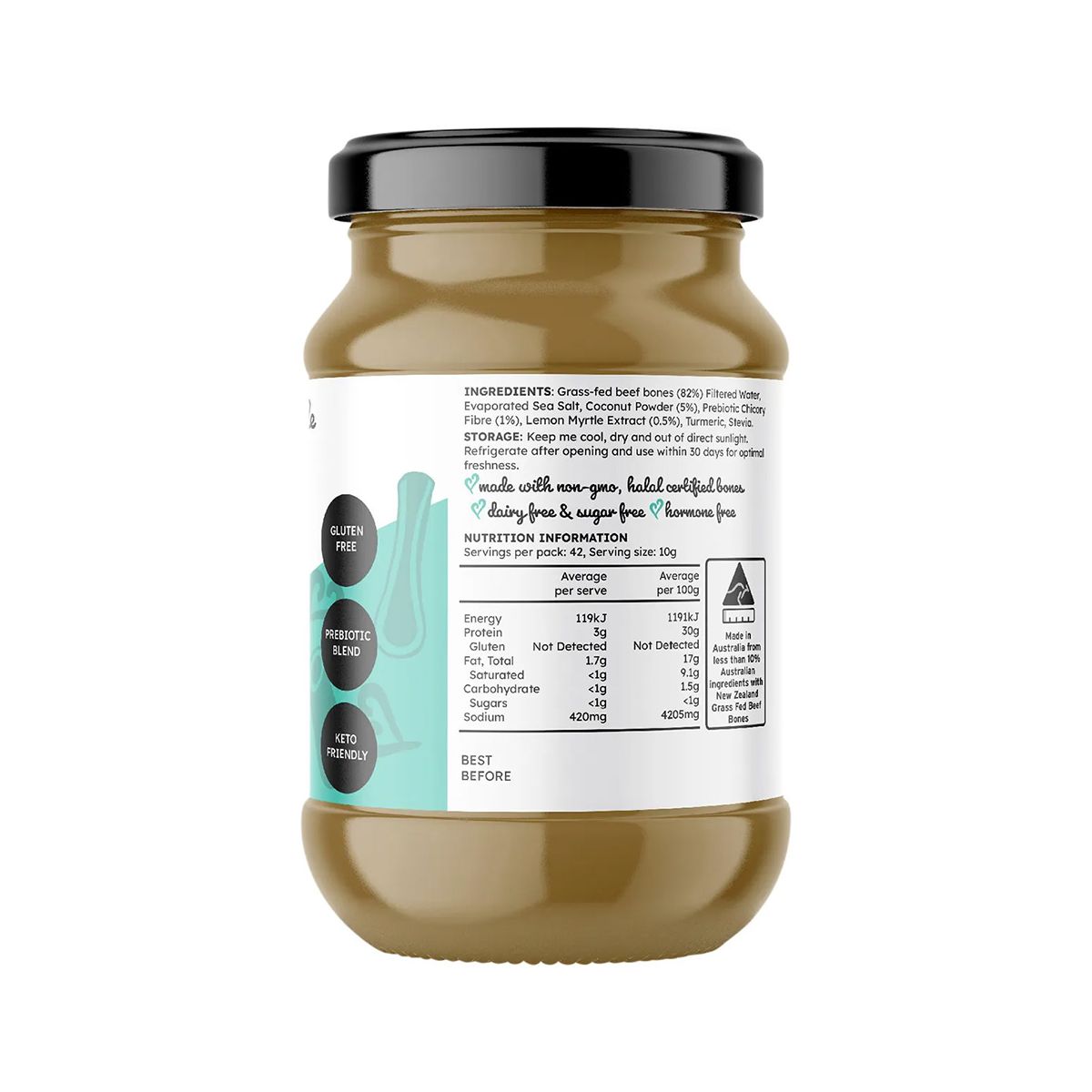 The Broth Sisters Beef Bone Broth Concentrate Coconut & Lemon Myrtle 420g
