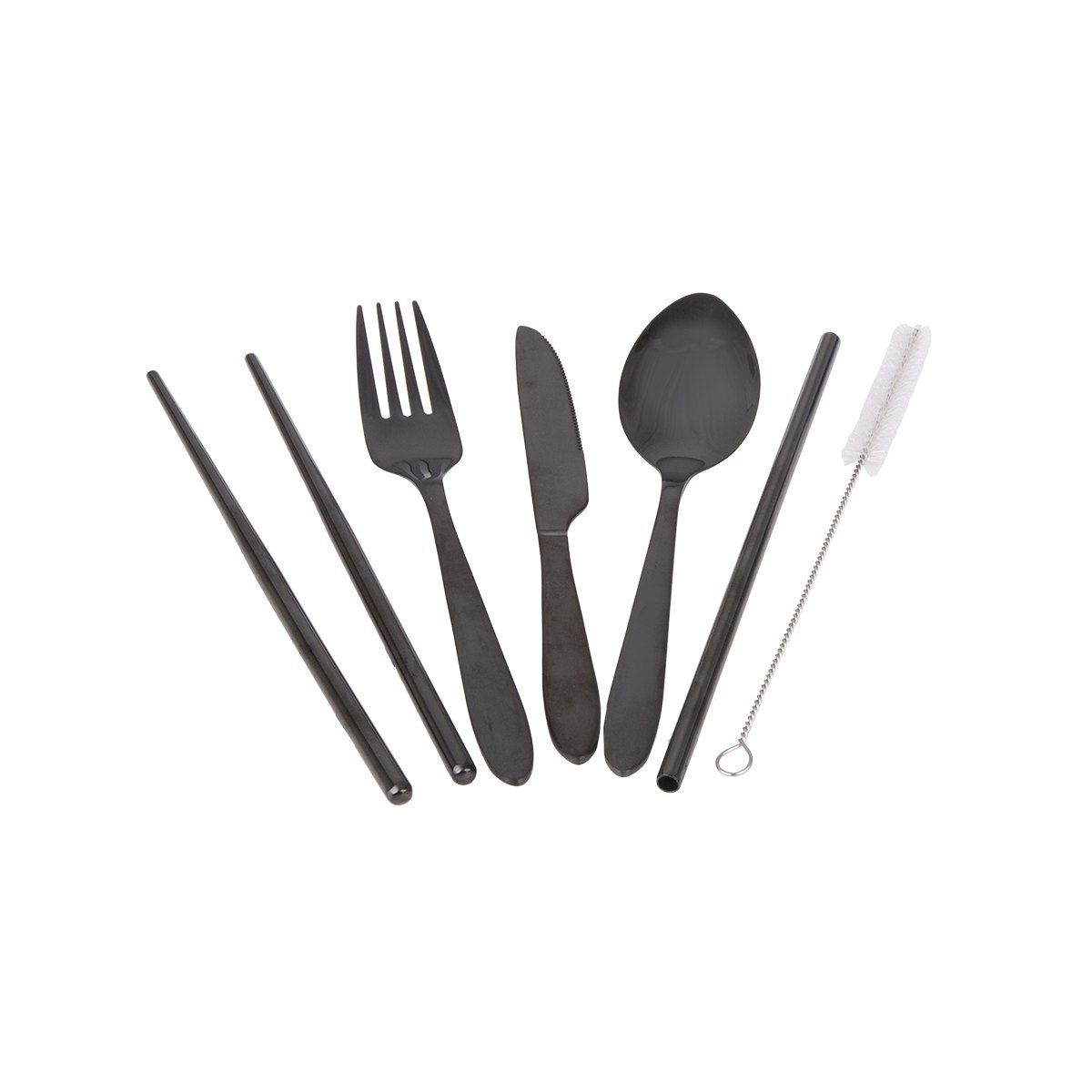 APPETITO 6 PIECE STAINLESS STEEL TRAVELLER'S CUTLERY SET - BLACK