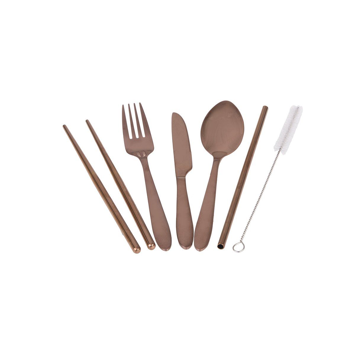 APPETITO 6 PIECE STAINLESS STEEL TRAVELLER'S CUTLERY SET - ROSE GOLD