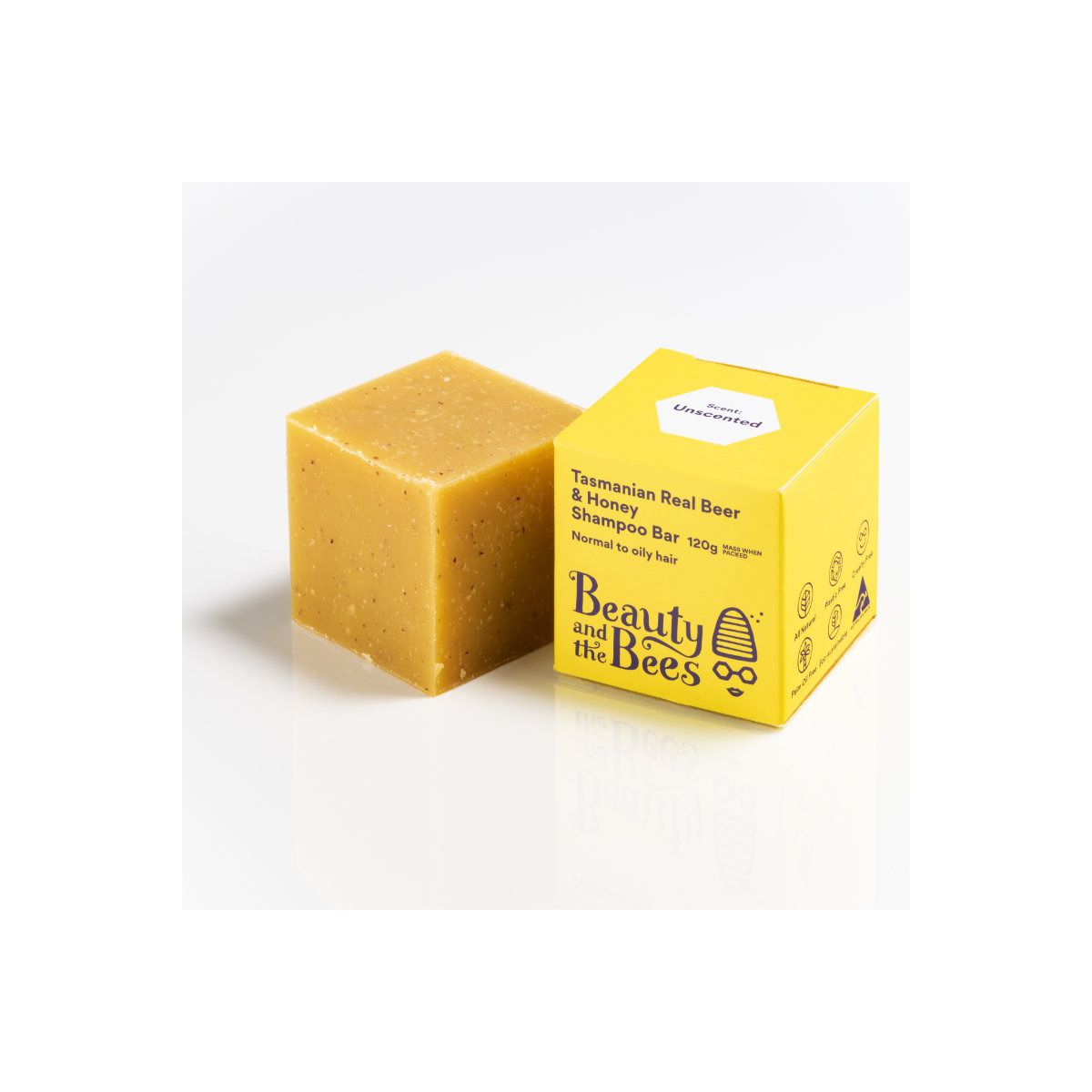 Beauty and the Bees Shampoo Bar Tasmanian Real Beer Unscented 120g