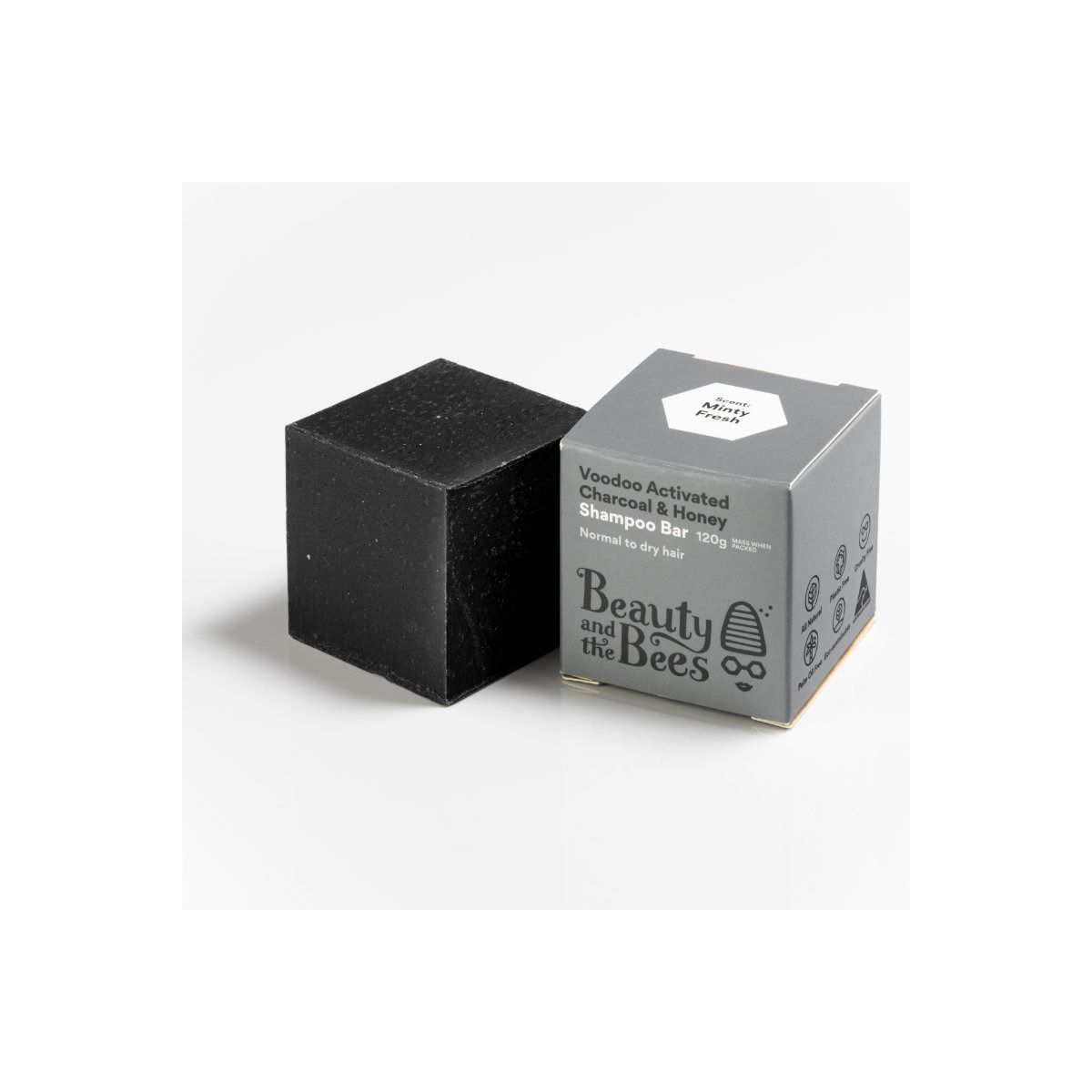 Buy Beauty and the Bees Shampoo Bar Voodoo Activated Charcoal with Mint 120g Online