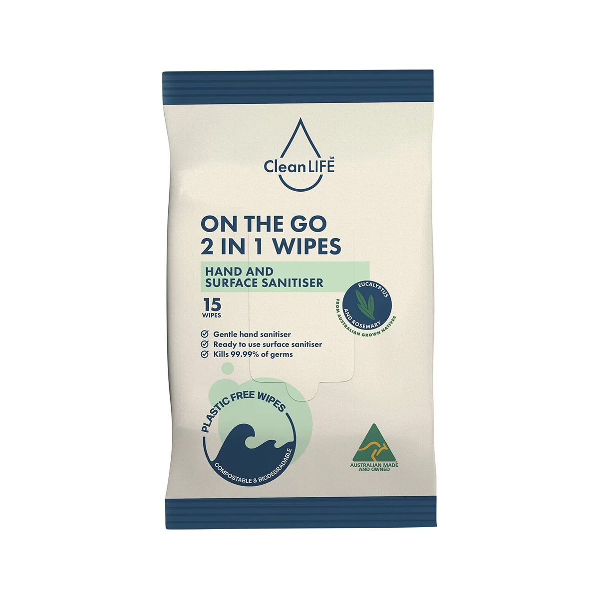 CleanLIFE Flushable On The Go 2 in 1 Wipes x 15