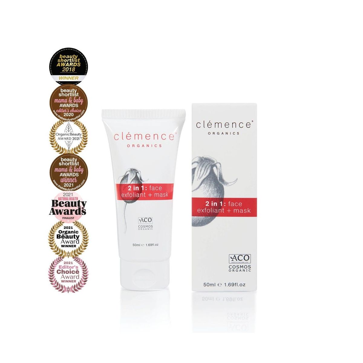 Clemence Organics 2 in 1 Face Exfoliant & Mask 50ml