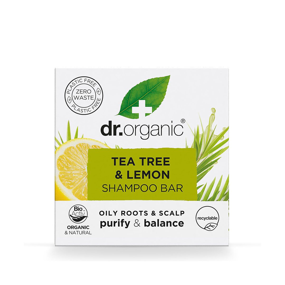 Dr Organic Shampoo Bar Tea Tree & Lemon for Oily Hair 75g