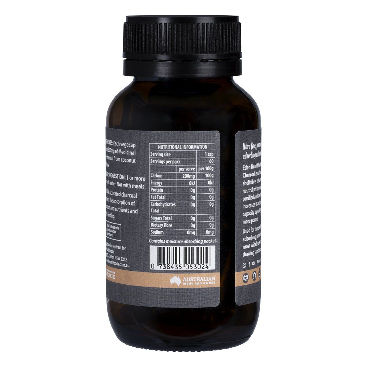 Activated Charcoal Steam Activated Charcoal Powder 60 Caps