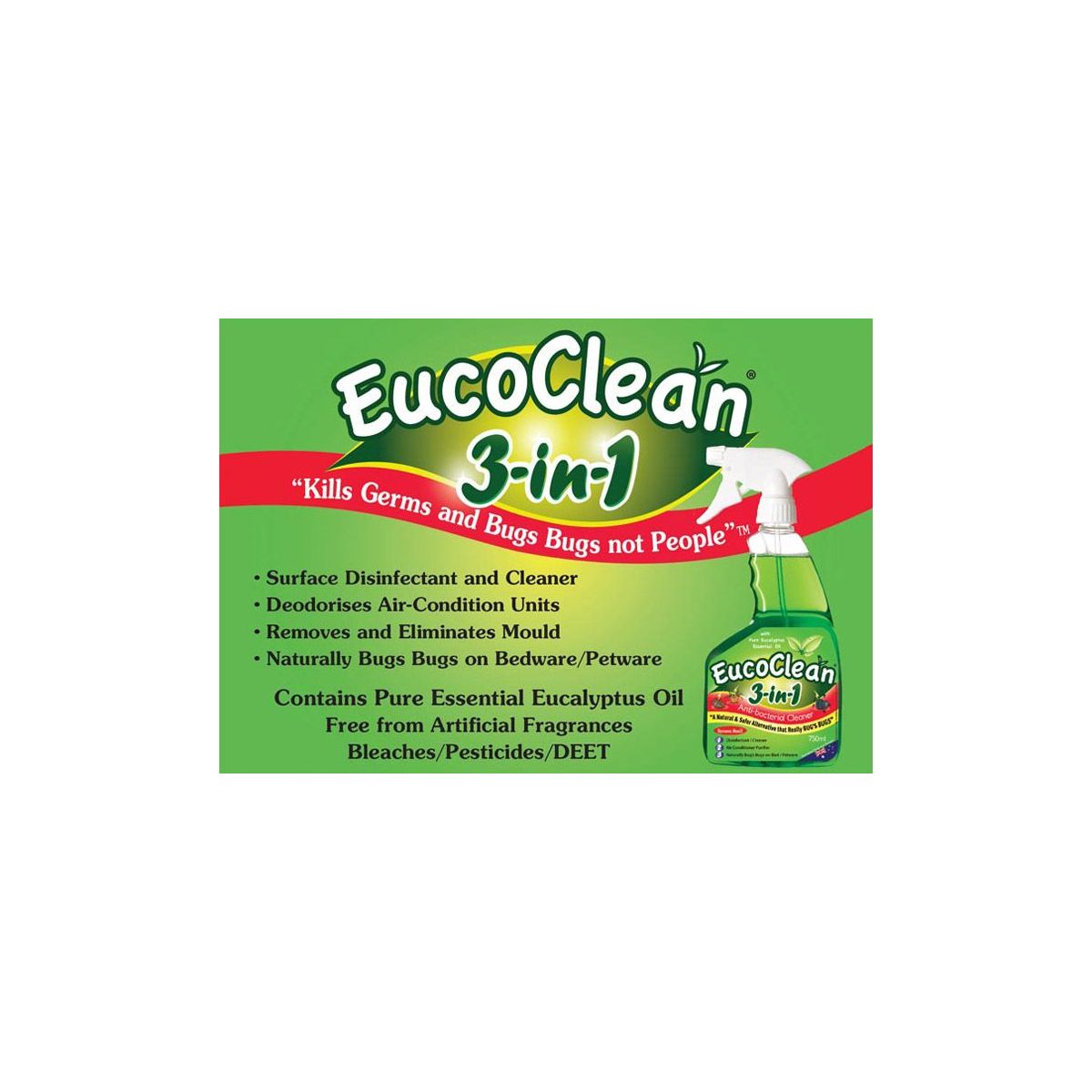 Eucoclean 3-in-1 Anti-Bacterial, Disinfectant & Bed Bug Spray 750ml