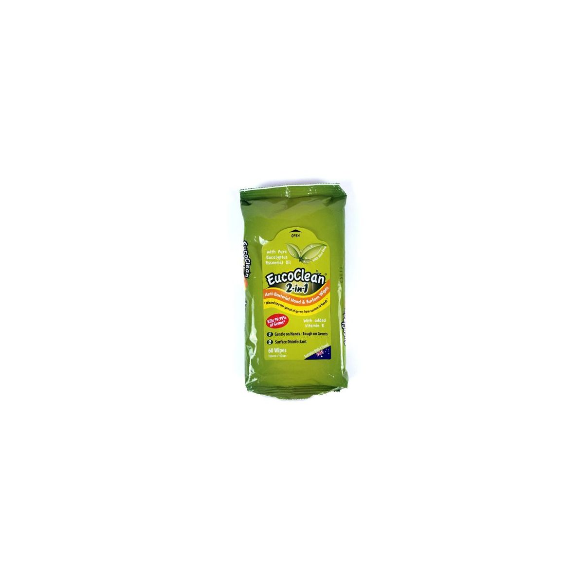 Eucoclean 2-in-1 Anti-Bacterial Hand & Surface Wipes 60 Pack