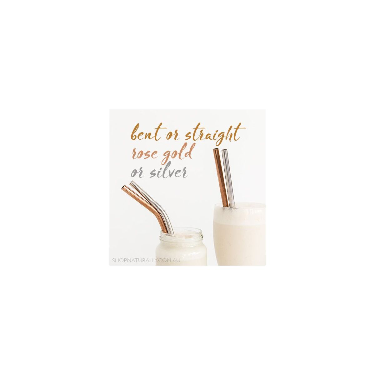 Ever Eco Stainless Steel Straws Bent Rose Gold 2 Pack