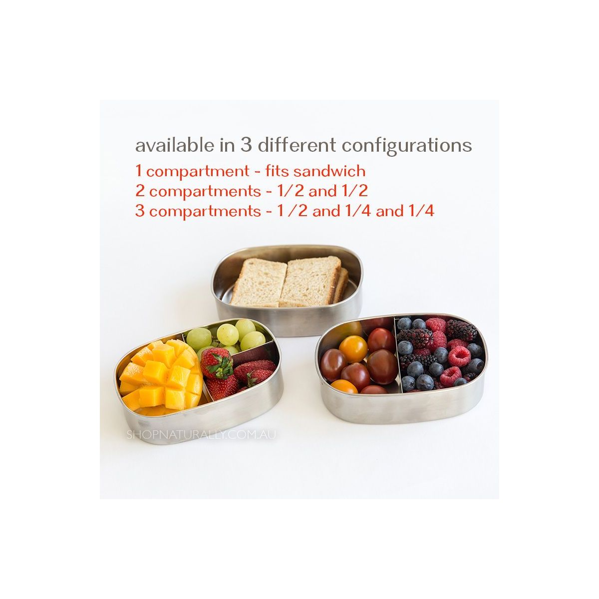 Ever Eco Stainless Steel 2 Compartment Bento Snack Box
