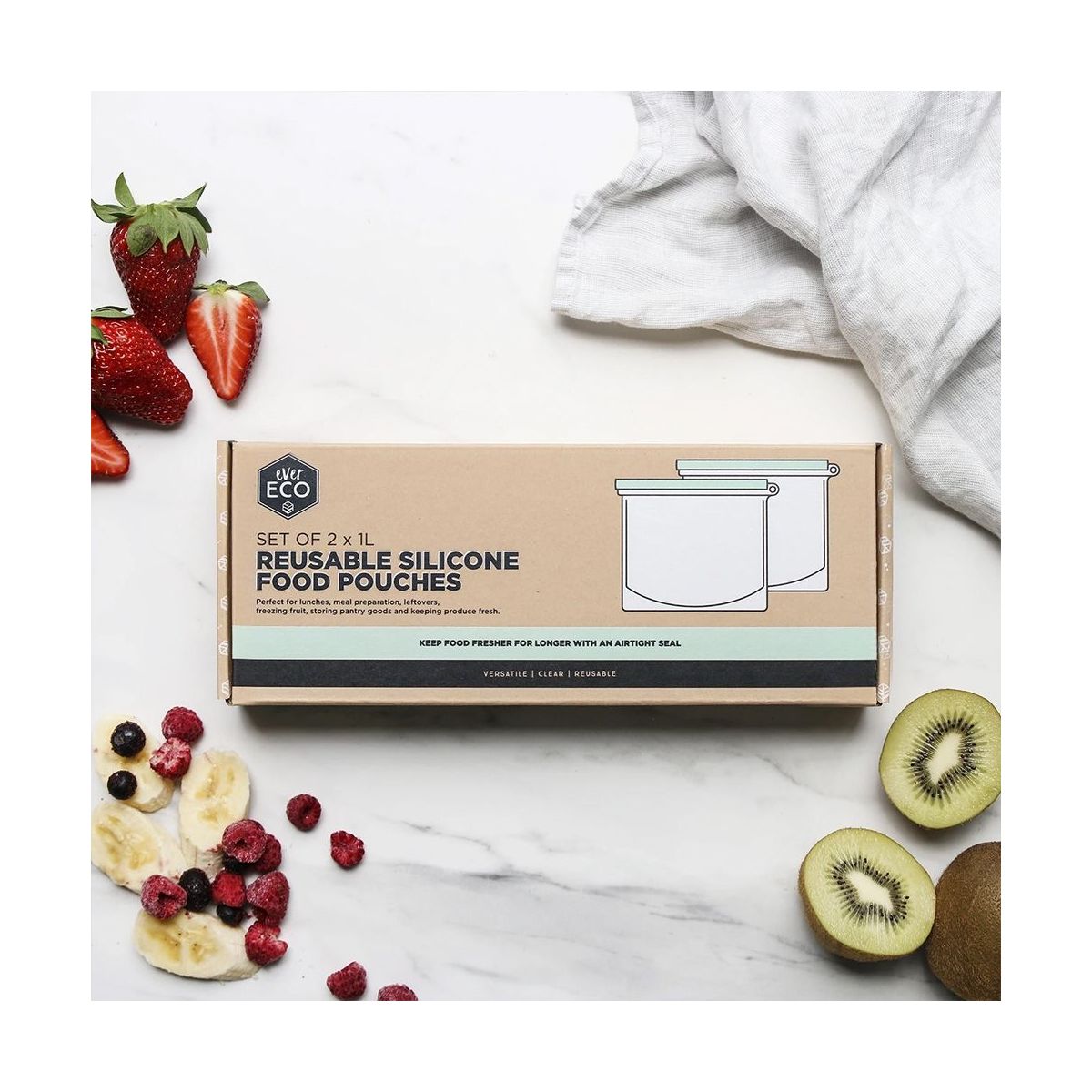 Ever Eco Silicone Food Pouch 1L 2 Pack