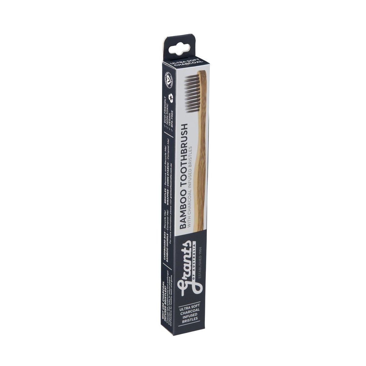 Buy Grants Bamboo Toothbrush Ultra Soft Charcoal Bristles Online