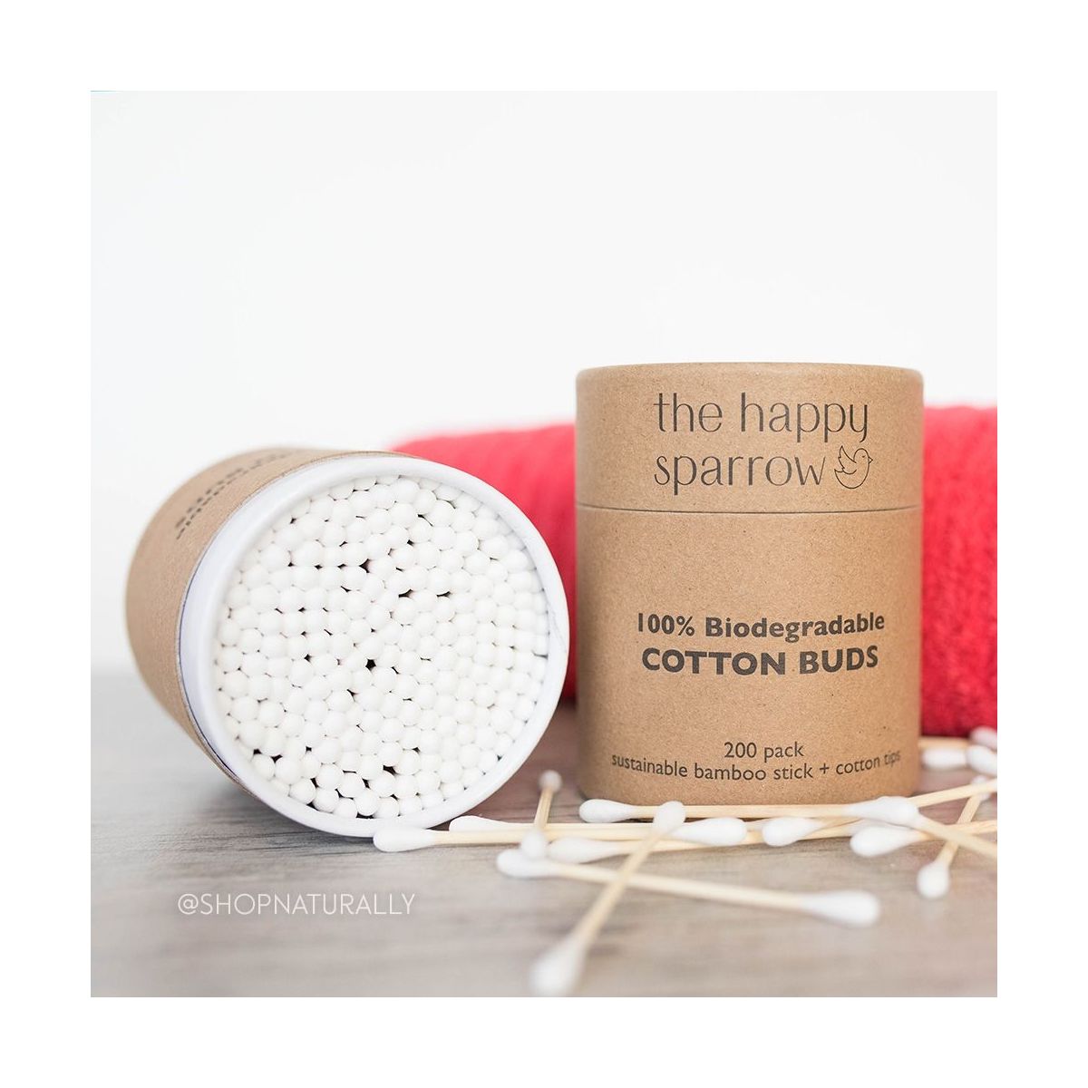 The Happy Sparrow Biodegradable Bamboo Cotton Buds 200 Pack