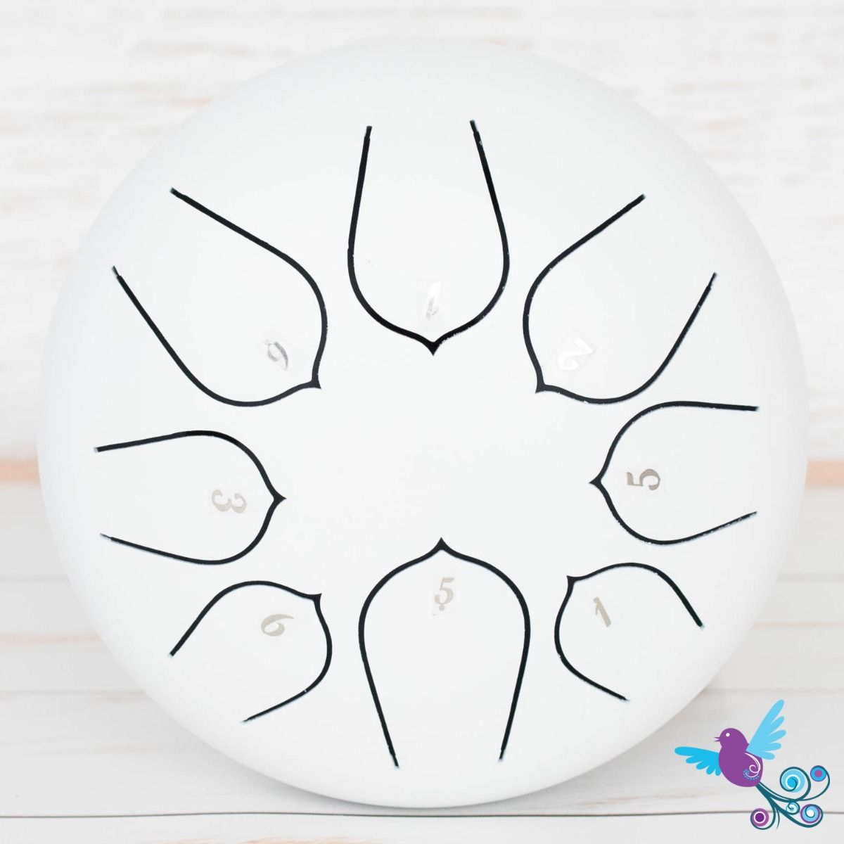 Hluru 8 Note Pentatonic Lotus Tongue Drum White