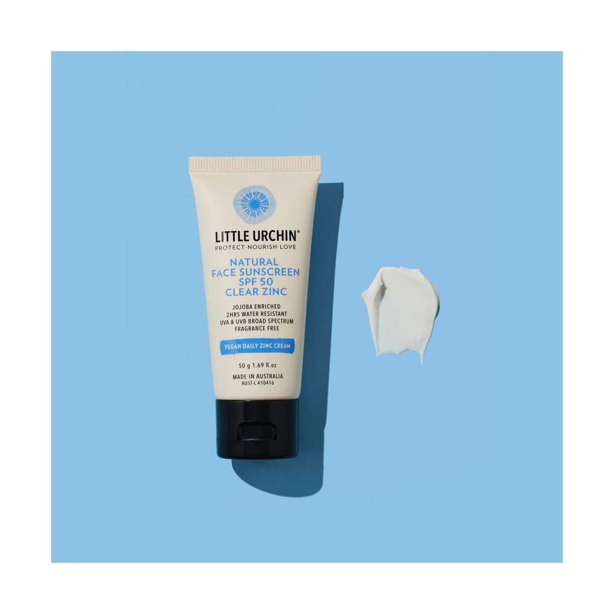 Little Urchin Natural Face Sunscreen Clear Zinc SPF50 50g