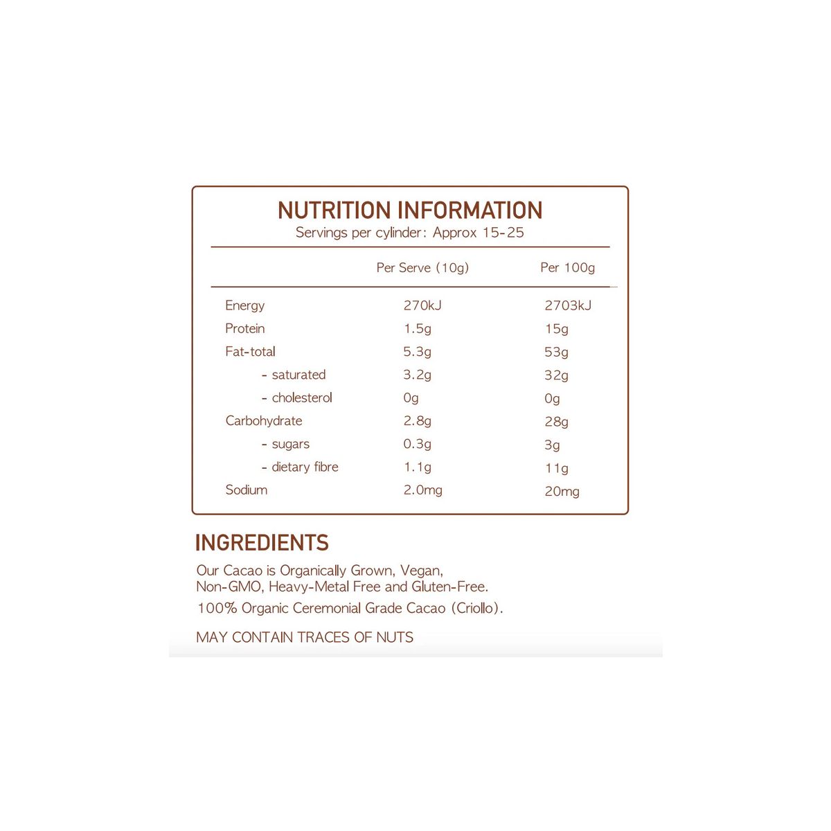 Nourish Hub Ceremonial Grade Cacao 250g