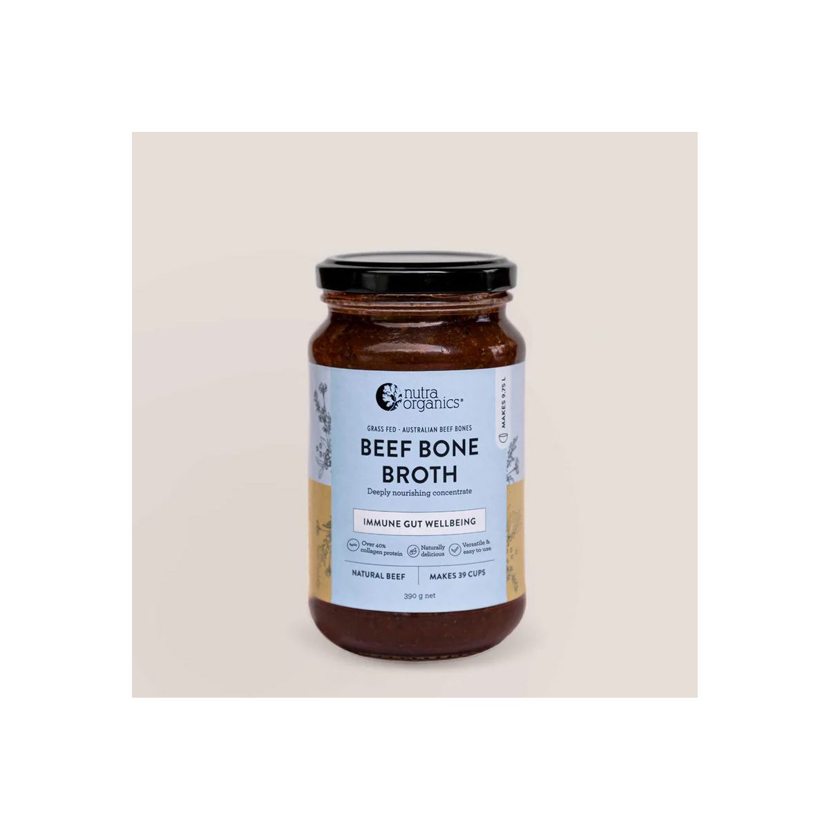 Nutra Organics Bone Broth Beef Concentrate Natural Beef 390g