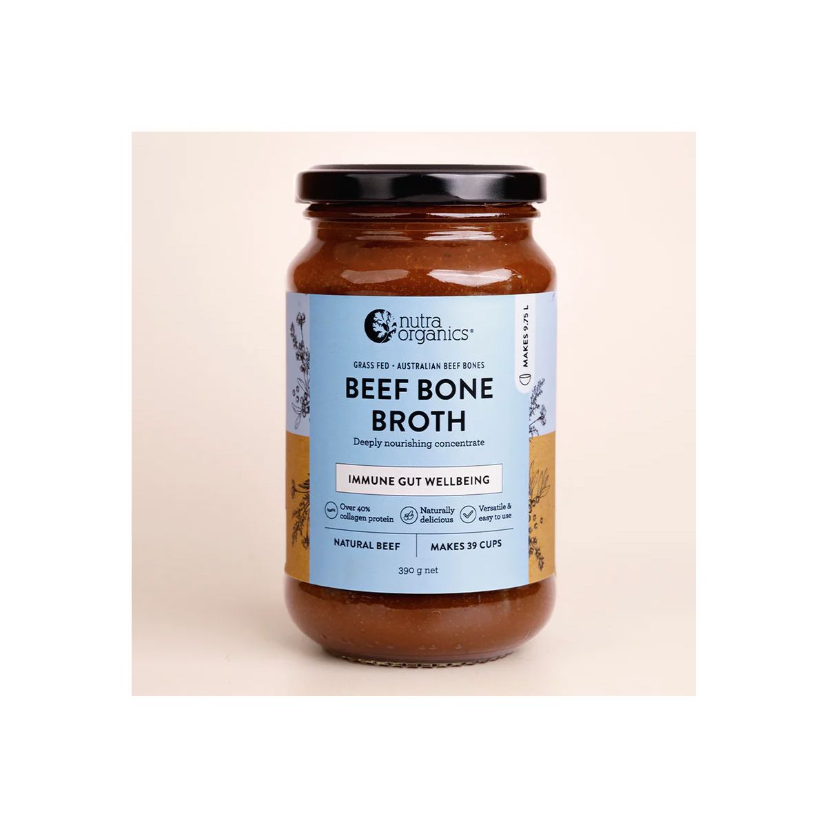 Nutra Organics Bone Broth Beef Concentrate Natural Beef 390g