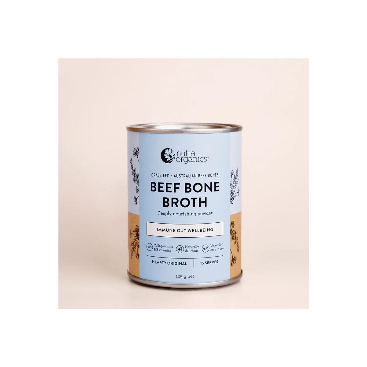 Nutra Organics Bone Broth Beef Powder Hearty Original 125g