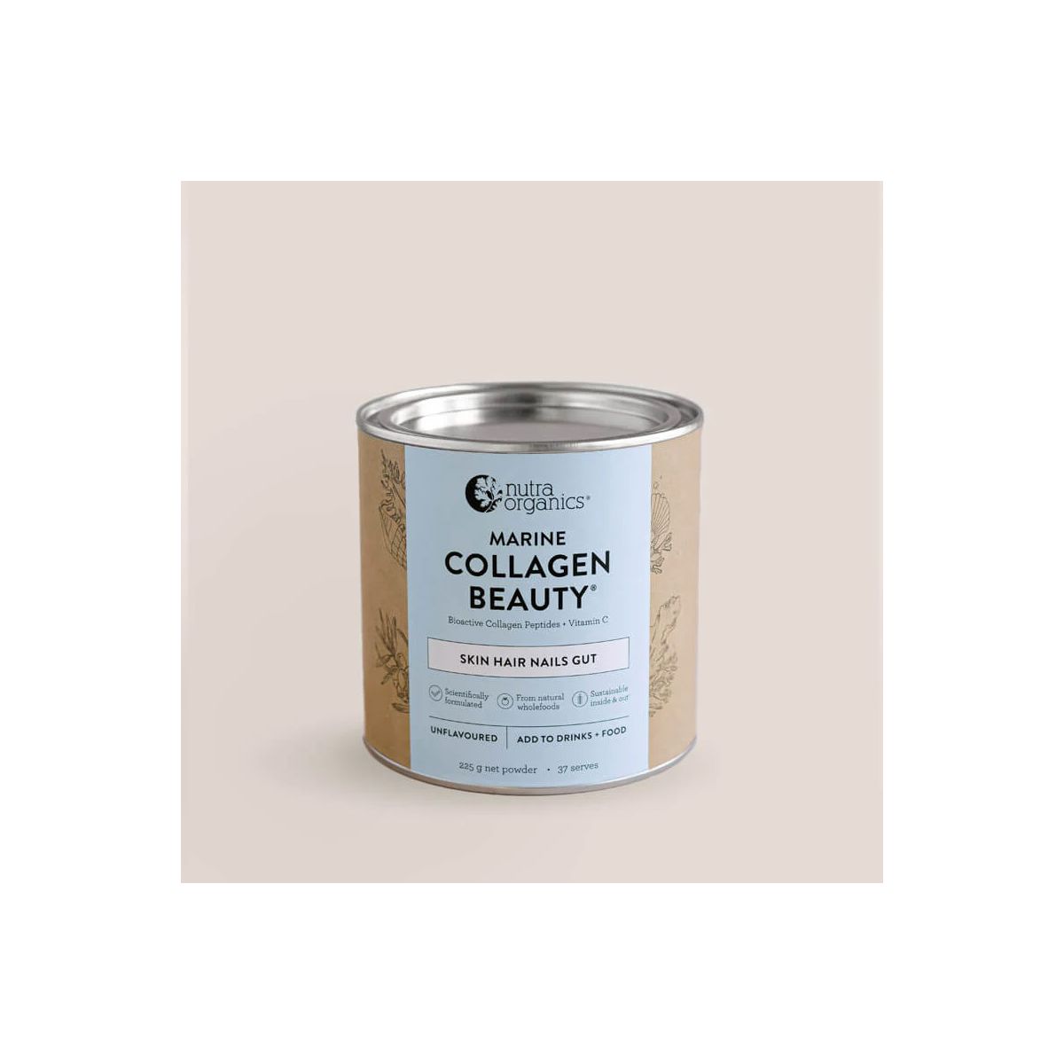 Nutra Organics Marine Collagen Beauty Unflavoured 225g